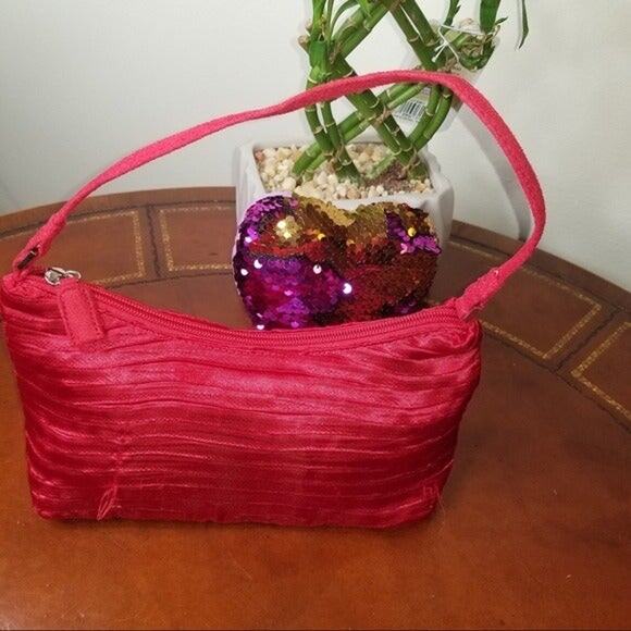 Red Satin Ruched Evening Shoulder Bag – Holiday Party & NYE Cocktail Purse - Picture 10 of 15